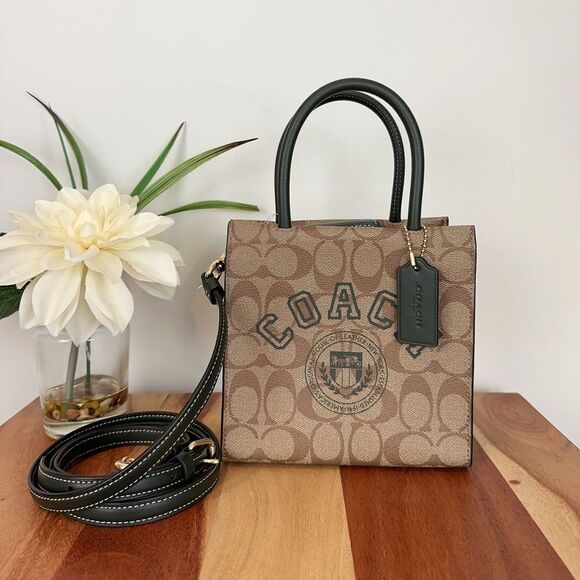 NWT Coach Mini Cally Crossbody In‎ Signature Canvas With Varsity Motif - Picture 1 of 9
